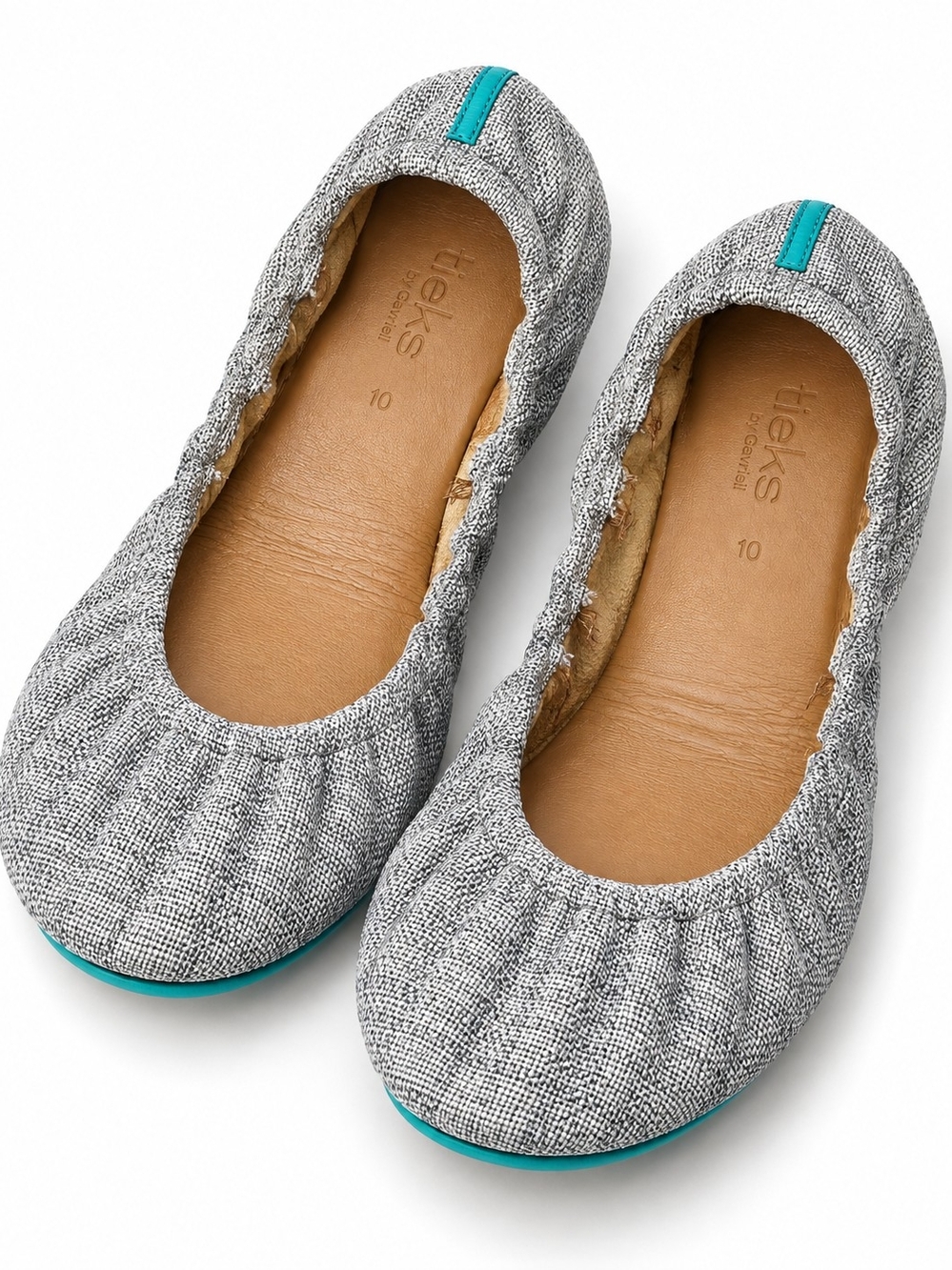 Tieks Gray Ballet Flats with Teal Trim
